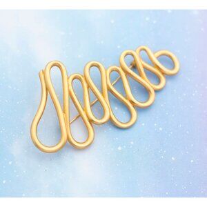Large Vintage Golden Wavy Wavelines Brooch | Gold Tone Brooch | J22